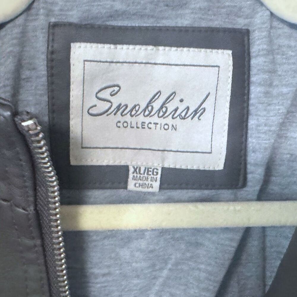 Charcoal Gray Faux Leather Zip Up Mock Neck Jacket XL NWT - Snobbish - Picture 14 of 16